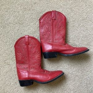 Kids Acme Red Leather Boots; size 5